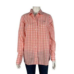 Vineyard Vines Classic Button Down Shirt Womens 8 Gingham Coral Orange Pink